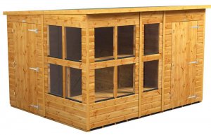 Power 10x8 Pent Combined Potting Shed with 4ft Storage Section