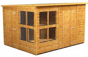 Power 10x8 Pent Combined Potting Shed with 6ft Storage Section