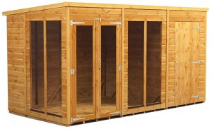 Power 12x6 Pent Summer House with 4ft Side Store