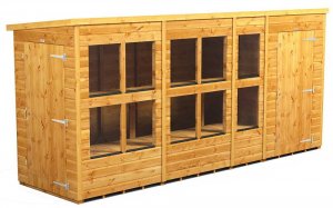 Power 14x4 Pent Combined Potting Shed with 4ft Storage Section