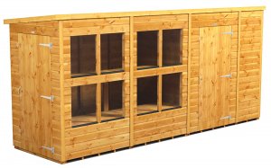 Power 14x4 Pent Combined Potting Shed with 6ft Storage Section