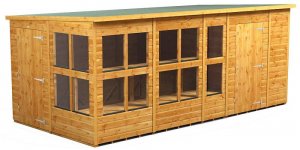 Power 16x8 Pent Combined Potting Shed with 6ft Storage Section