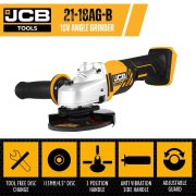 JCB 21-18AG18V Cordless Angle Grinder, 3 Position & Anti-Vibration - Bare Unit