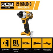 JCB 18V Cordless Brushless Impact Driver - Bare Unit - 21-18BLID-B