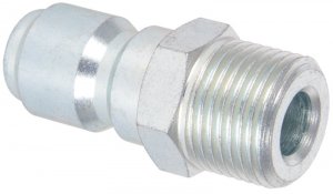 3/8" Male QR Coupler to 3/8" BSP Male - 250 Bar / 3625 Psi - Plated Steel