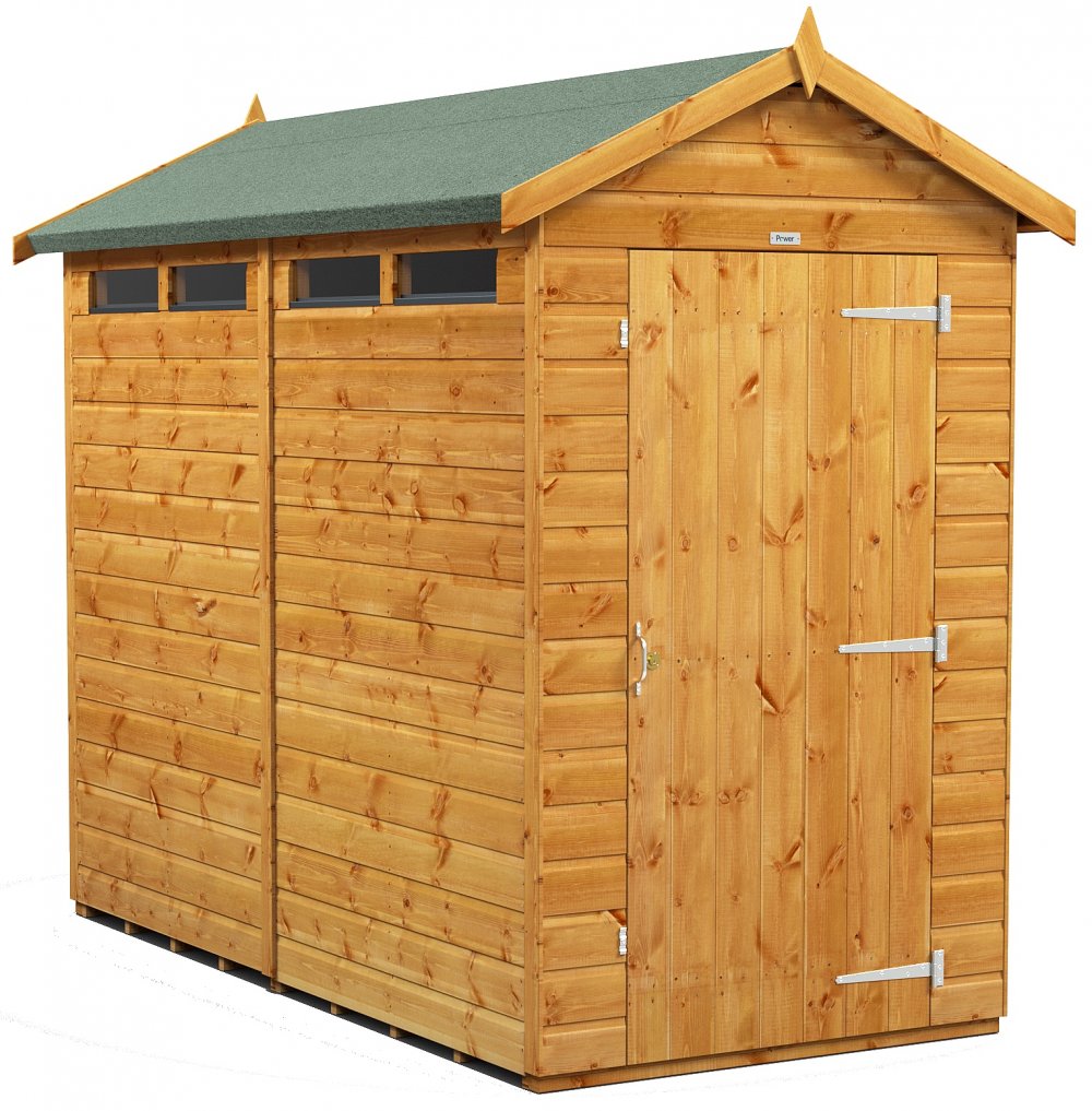 Power 8x4 Apex Secure Garden Shed Single Door Apex Roof Secure Sheds