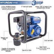 Hyundai HY80 3" / 80mm Petrol Water Pump