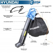 Hyundai HYBV3000E 3-in-1 Electric Garden Vacuum, Leafblower & Mulcher