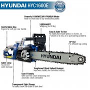 Hyundai 1600W 230V 14" Corded Electric Chainsaw - HYC1600E