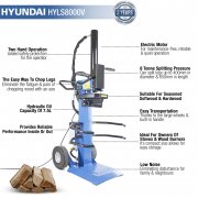 Hyundai HYLS8000V 3000w 8 Tonne Vertical Electric Log Splitter