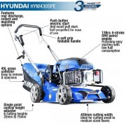 Hyundai HYM430SPE 17" / 43cm Self Propelled Electric Start Petrol Lawn Mower