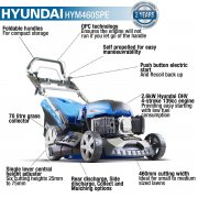 Hyundai HYM460SPE 46cm / 18in Self Propelled Electric Start Lawn Mower