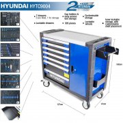 Hyundai HYTC9004 305 Piece 7 Drawer Premium Tool Chest Cabinet With XXL Stainless Steel Top