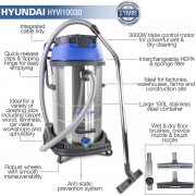 Hyundai HYVI10030 3000W Triple Motor 3 IN 1 Wet & Dry Electric HEPA Filtration Vacuum Cleaner