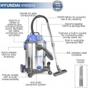 Hyundai HYVI3014 1400W 3 in 1 Wet & Dry HEPA Filtration Electric Vacuum Cleaner