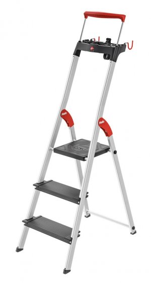 Hailo L100 Topline 3 Step Aluminium Step Ladder with Utility Platform