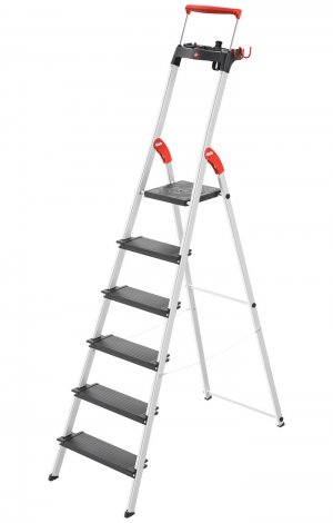 Hailo L100 Topline 6 Step Aluminium Step Ladder with Utility Platform