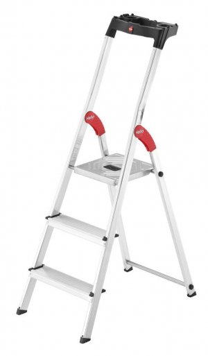 Hailo L60 Standardline 3 Step Aluminium Step Ladder with Utility Platform