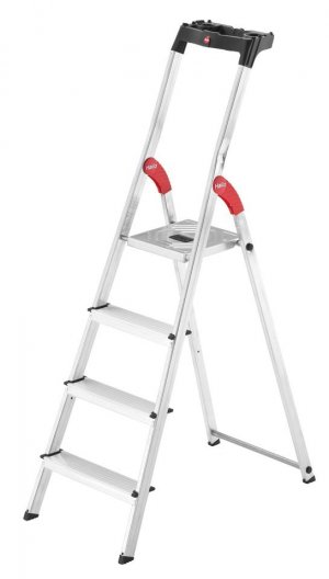 Hailo L60 Standardline 4 Step Aluminium Step Ladder with Utility Platform