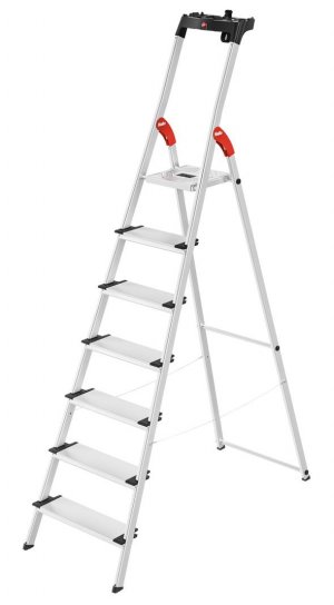 Hailo L80 Comfortline 7 Step Aluminium Step Ladder with Utility Platform