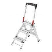 Hailo ST100 Topline Folding Step Ladder with Intergrated Rollers - 3 Step