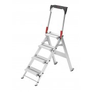 Hailo ST100 Topline Folding Step Ladder with Intergrated Rollers - 4 Step