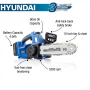 Hyundai HY2190 20V Li-Ion Cordless 10" Chainsaw - Battery Powered