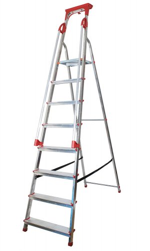Abbey 8 Step Aluminium Safety Platform Step Ladder