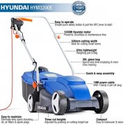 Hyundai HYM3200E + HYTR250E Corded Electric Lawn Mower and Trimmer Bundle