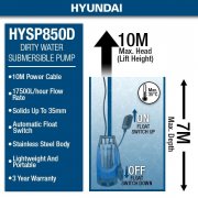 Hyundai HYSP850D 850W Stainless Steel Electric Submersible Dirty Water Pump