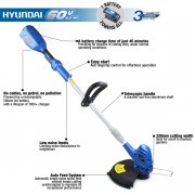 Hyundai HYTR60LI 58v Cordless Grass Trimmer With 2.5Ah Battery & Charger