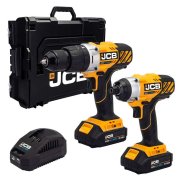 JCB 18V Cordless Combi Drill and Impact Driver with 2 x 2.0Ah Li-on Batteries in L-Boxx