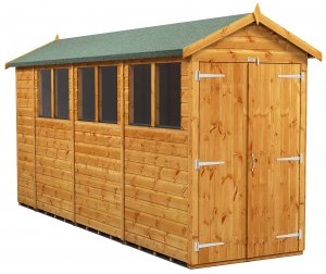 Power 14x4 Apex Garden Shed with Double Doors
