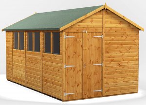 Power 14x8 Apex Garden Shed with Double Doors