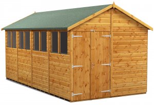 Power 16x6 Apex Garden Shed with Double Doors