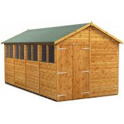 Power 16x8 Apex Garden Shed with Double Doors