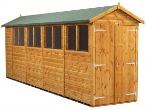 Power 18x4 Apex Garden Shed with Double Doors