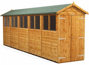 Power 20x4 Apex Garden Shed with Double Doors