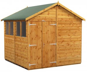 Power 8x8 Apex Garden Shed with Double Doors